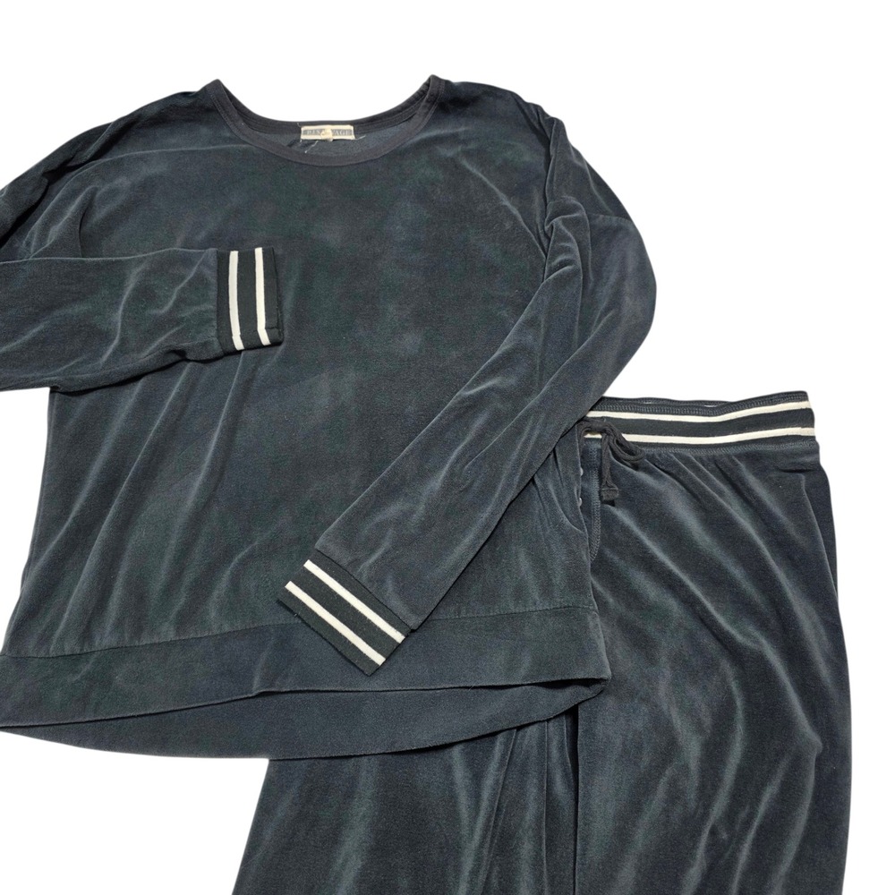 PJ SALVAGE Velour Loungewear Sweatshirt Joggers Pajamas Set Gray Size S - Picture 13 of 13